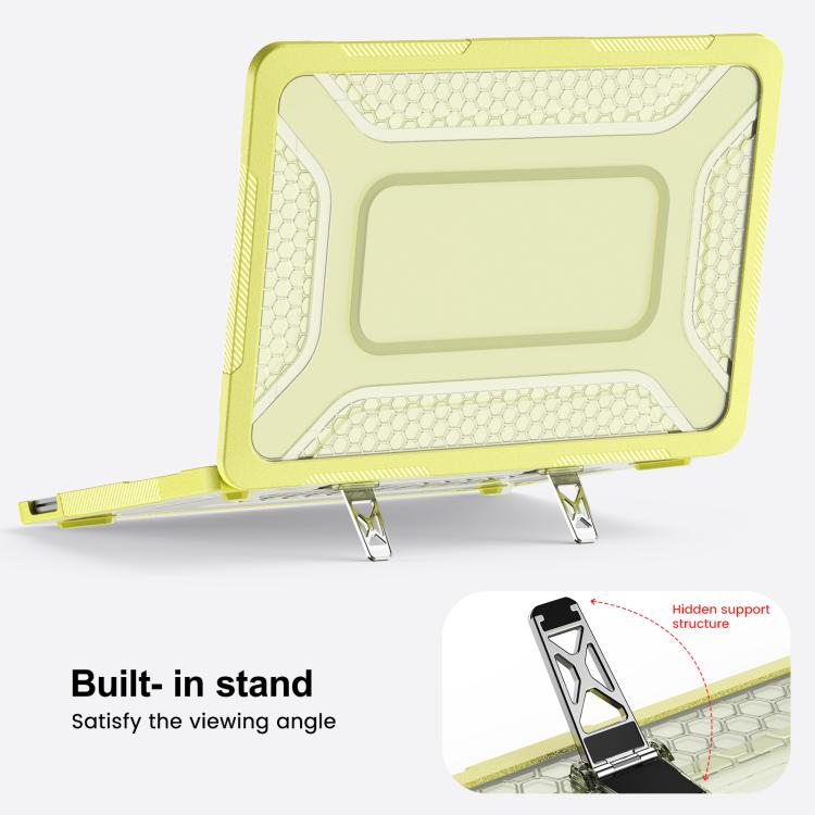 For MacBook Neo 13 inch 2026 A18 Pro A3404 PC Hybrid TPU Honeycomb Metal Stand Laptop Protective Case