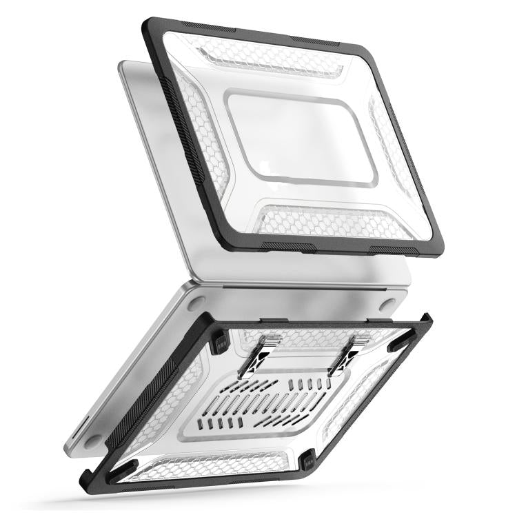 For MacBook Neo 13 inch 2026 A18 Pro A3404 PC Hybrid TPU Honeycomb Metal Stand Laptop Protective Case