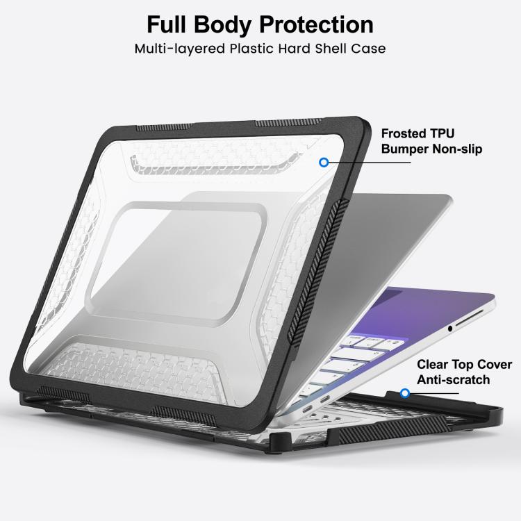 For MacBook Neo 13 inch 2026 A18 Pro A3404 PC Hybrid TPU Honeycomb Metal Stand Laptop Protective Case