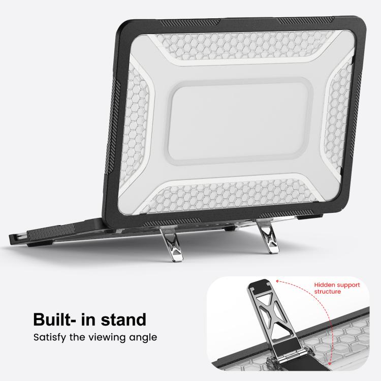 For MacBook Neo 13 inch 2026 A18 Pro A3404 PC Hybrid TPU Honeycomb Metal Stand Laptop Protective Case