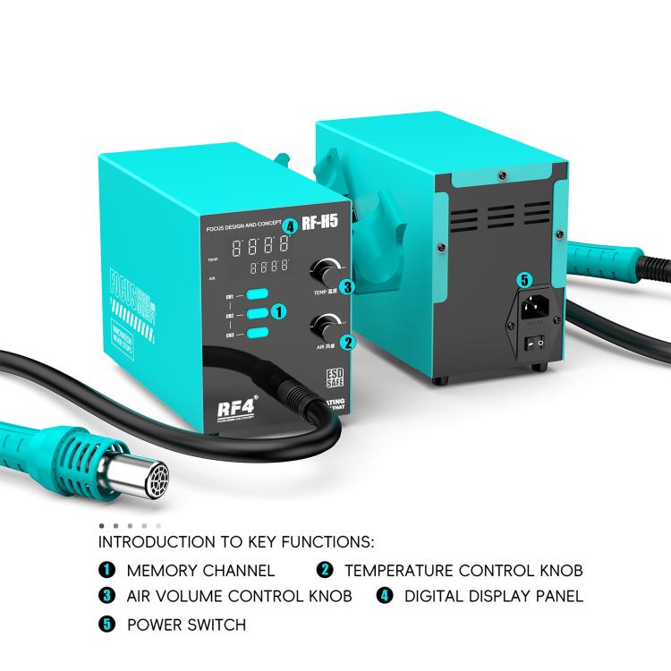 RF4 RF-H5 800W 3 Memory Channels Hot Air Gun Digital Display Intelligent BGA Rework Station