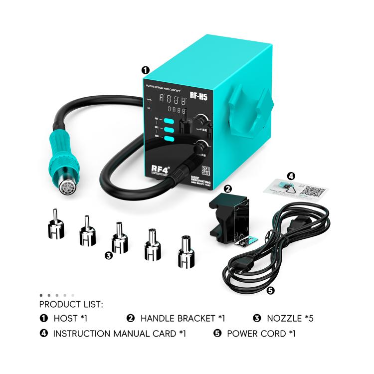 RF4 RF-H5 800W 3 Memory Channels Hot Air Gun Digital Display Intelligent BGA Rework Station