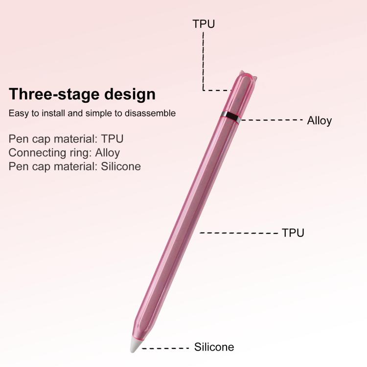 For Apple Pencil 2 / Pro Kitten style Transparent TPU Silicone Stylus Pen Protective Case