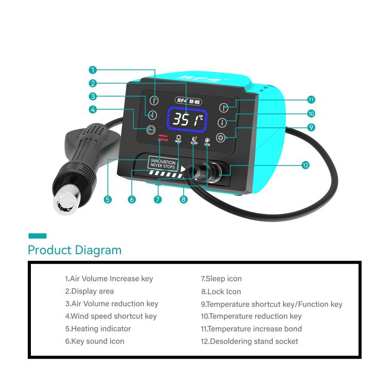 RF4 RF-H6 600W Temperature Control BGA Hot Air Rework Desoldering Station for Mobile Phone Repair