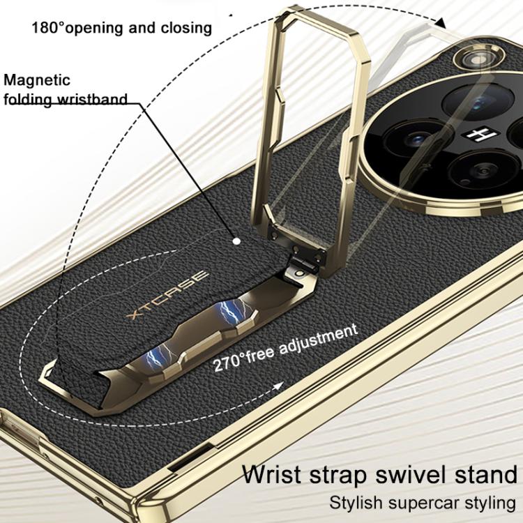 For OPPO Find N6 5G GKK Magnetic Folding Hinge Leather Phone Case with Supercar Wrist Strap Holder