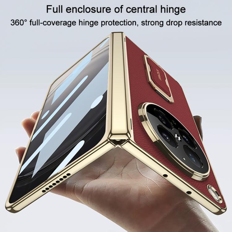 For OPPO Find N6 5G GKK Magnetic Folding Hinge Leather Phone Case with Supercar Wrist Strap Holder