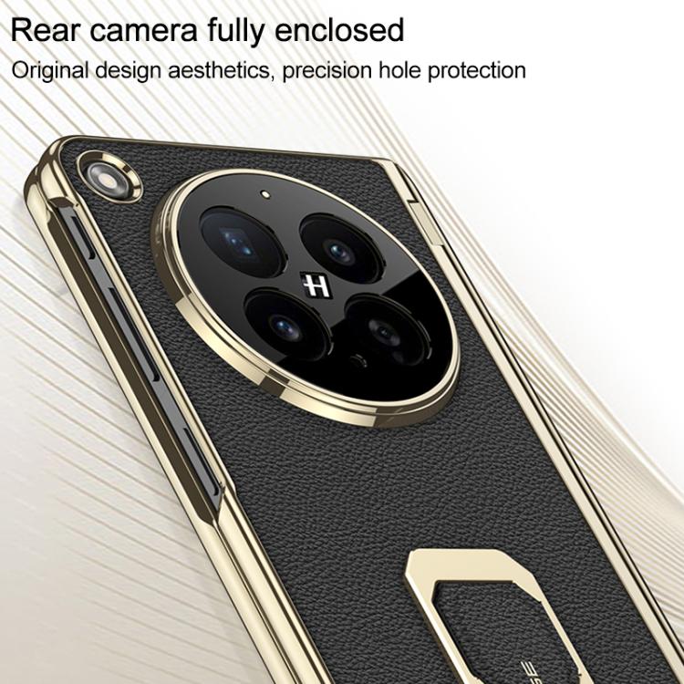 For OPPO Find N6 5G GKK Magnetic Folding Hinge Leather Phone Case with Supercar Wrist Strap Holder