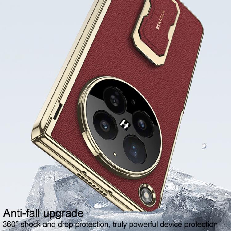 For OPPO Find N6 5G GKK Magnetic Folding Hinge Leather Phone Case with Supercar Wrist Strap Holder