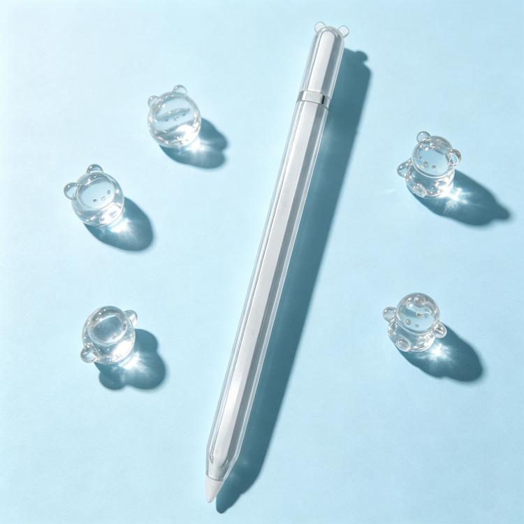 For Apple Pencil 2 / Pro Big Bear Transparent TPU Silicone Stylus Pen Protective Case