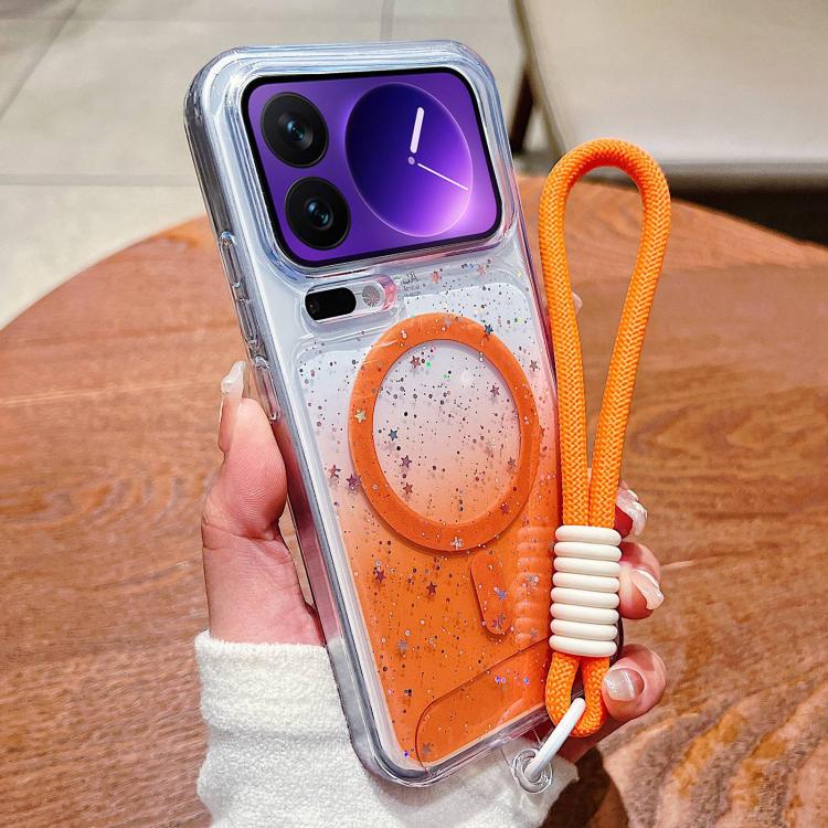 For Xiaomi 17 Pro Max Precise Hole Shockproof Gradient Epoxy Magnetic Phone Case With Lanyard