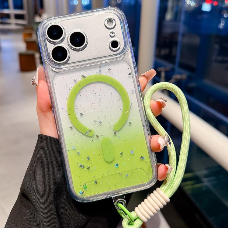 For iPhone 17 Pro Max Precise Hole Shockproof Gradient Epoxy Magnetic Phone Case With Lanyard