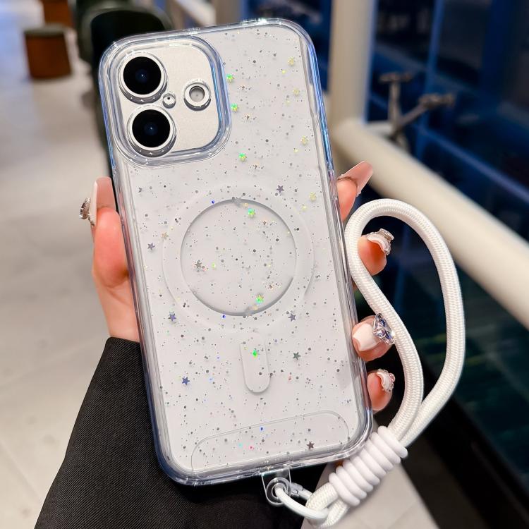 For iPhone 17 Precise Hole Shockproof Gradient Epoxy Magnetic Phone Case With Lanyard