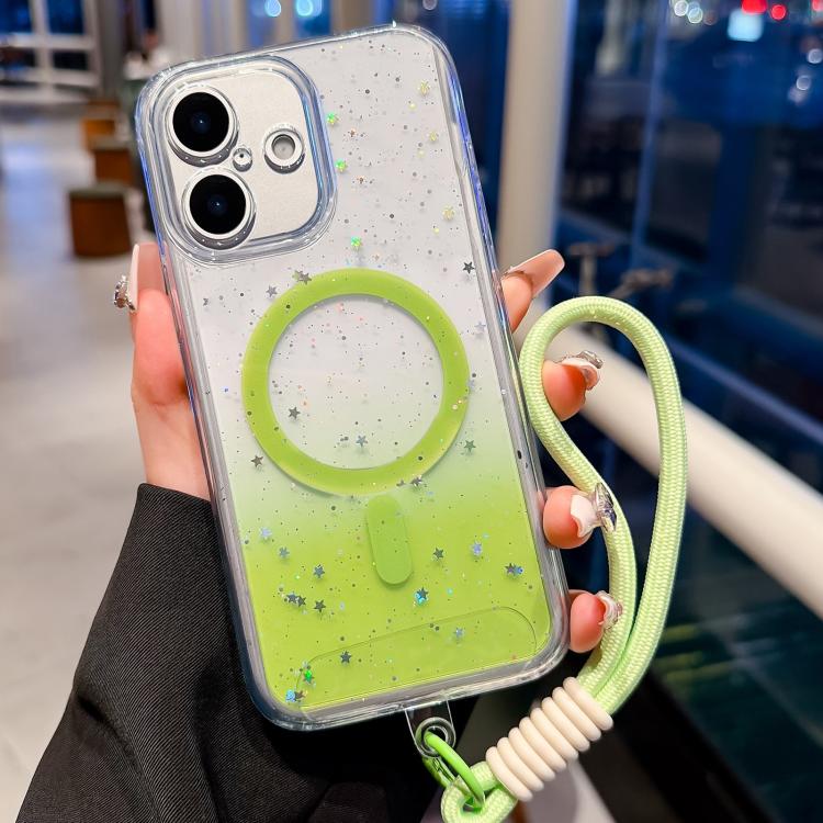 For iPhone 17 Precise Hole Shockproof Gradient Epoxy Magnetic Phone Case With Lanyard