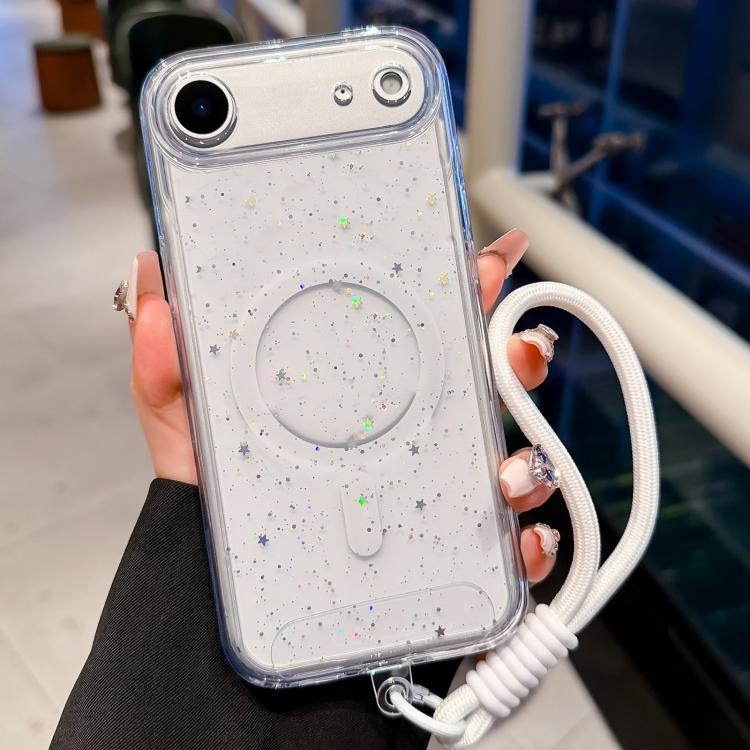 For iPhone Air Precise Hole Shockproof Gradient Epoxy Magnetic Phone Case With Lanyard