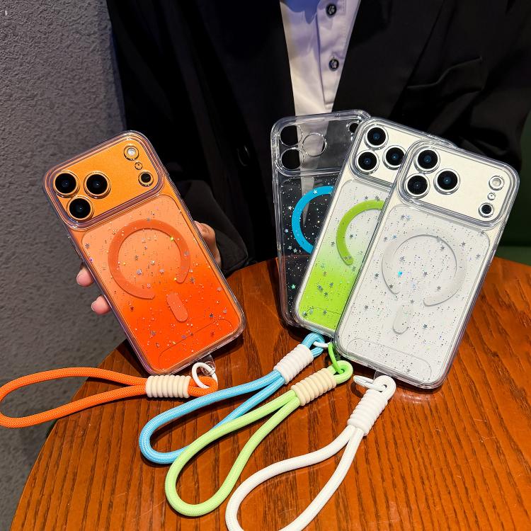 For iPhone 17 Pro Precise Hole Shockproof Gradient Epoxy Magnetic Phone Case With Lanyard