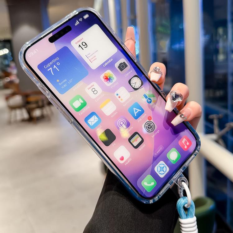 For iPhone 17 Precise Hole Shockproof Gradient Epoxy Magnetic Phone Case With Lanyard