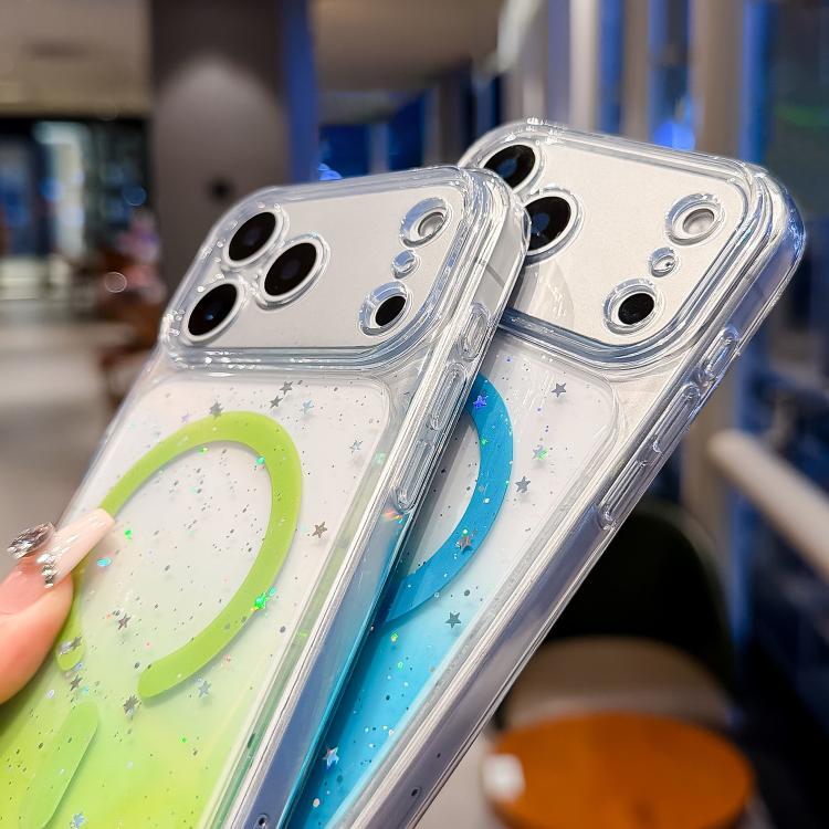 For iPhone 17 Precise Hole Shockproof Gradient Epoxy Magnetic Phone Case With Lanyard