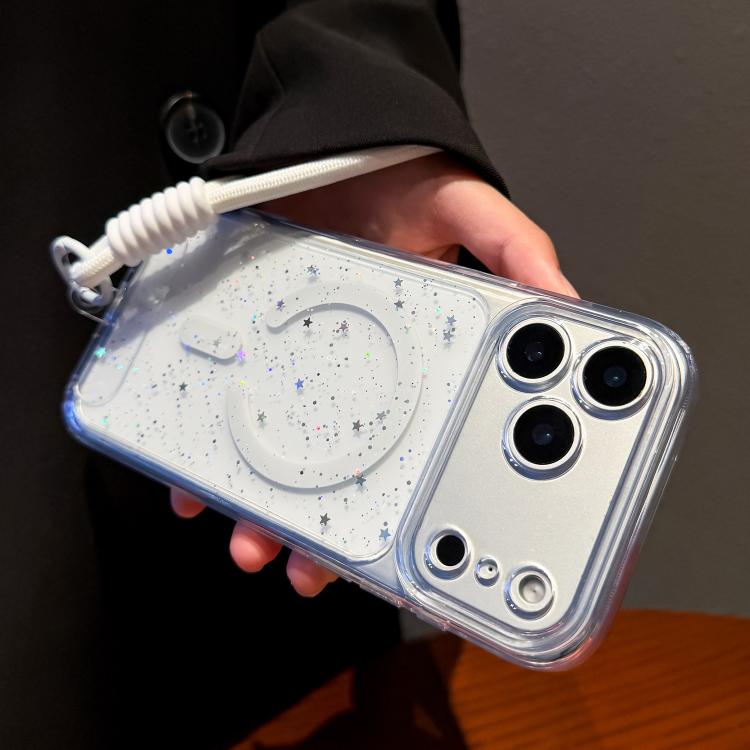 For iPhone 17 Precise Hole Shockproof Gradient Epoxy Magnetic Phone Case With Lanyard