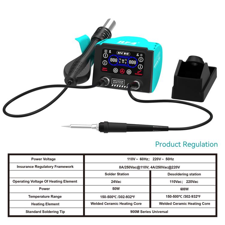RF4 RF-H7 2 in 1 Digital Display Thermostatic Hot Air Gun Soldering Iron Station