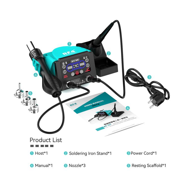 RF4 RF-H7 2 in 1 Digital Display Thermostatic Hot Air Gun Soldering Iron Station