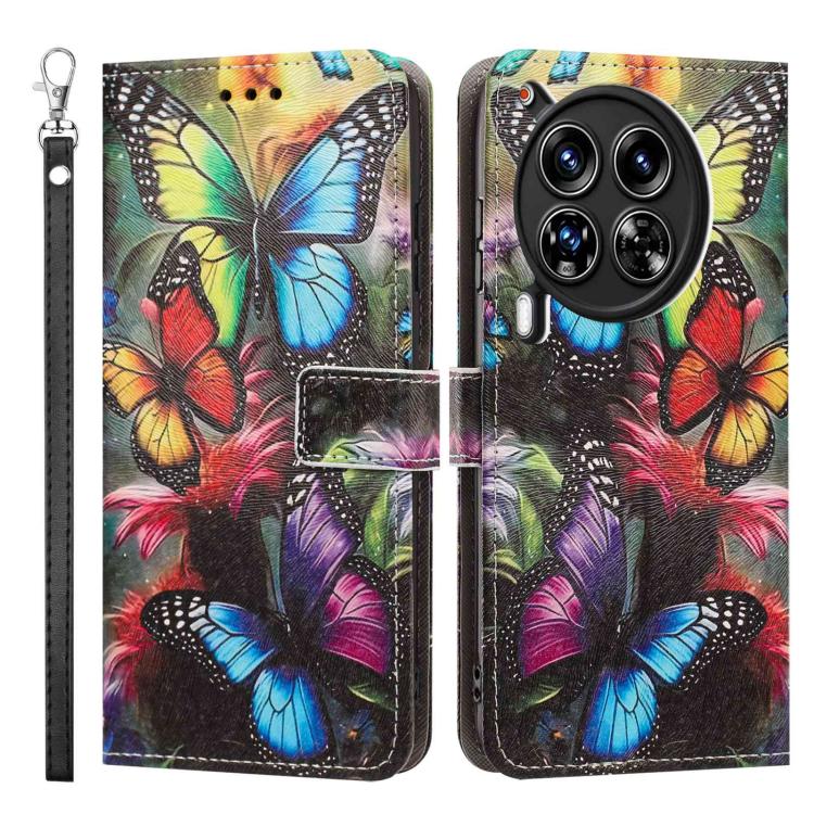 For Tecno Camon 30 Painted Pattern Vegan Leather Phone Case with Strap