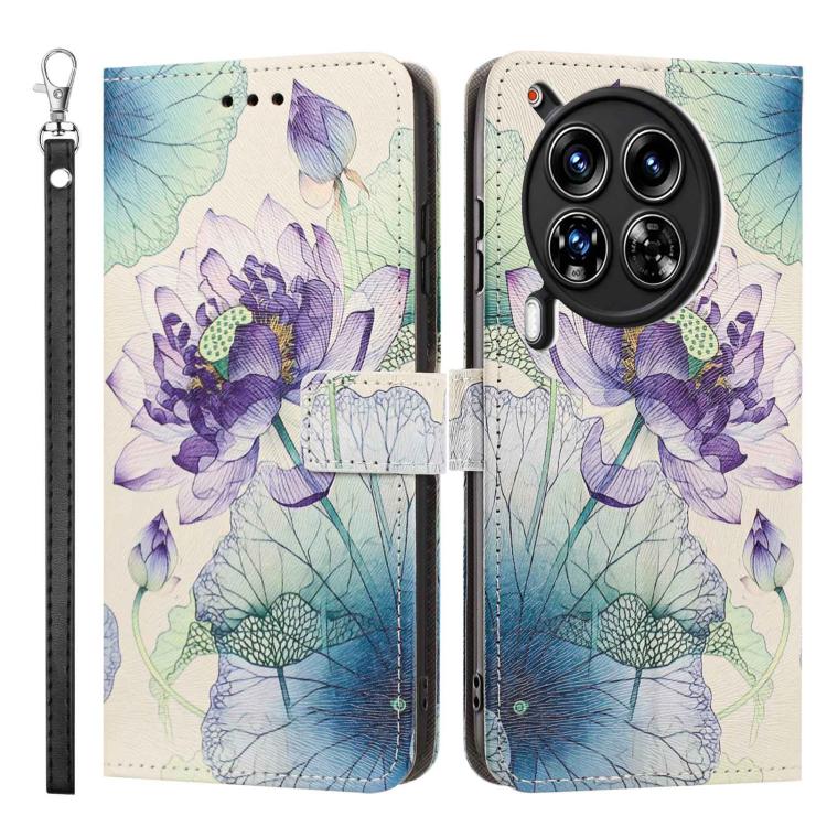 For Tecno Camon 30 Painted Pattern Vegan Leather Phone Case with Strap