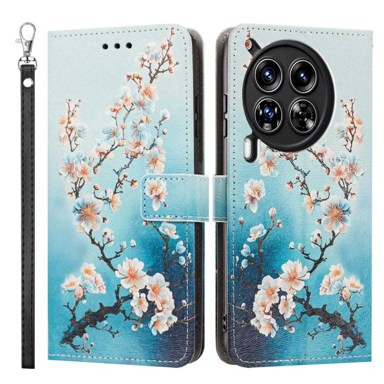 For Tecno Camon 30 Premier 5G/CL 9 Painted Pattern Vegan Leather Phone Case with Strap