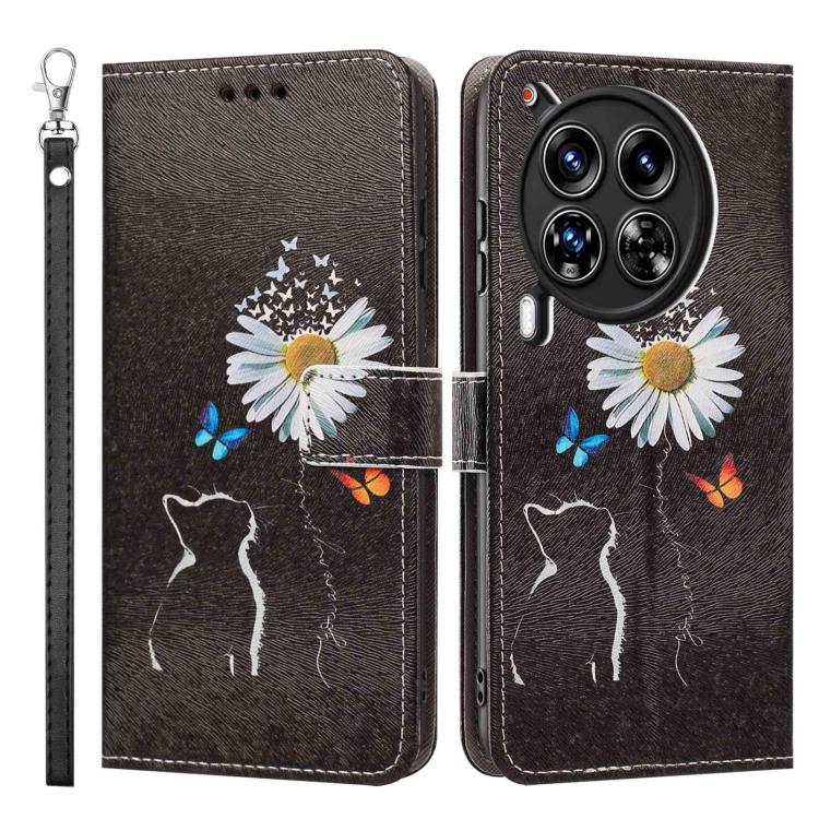 For Tecno Camon 30 Premier 5G/CL 9 Painted Pattern Vegan Leather Phone Case with Strap