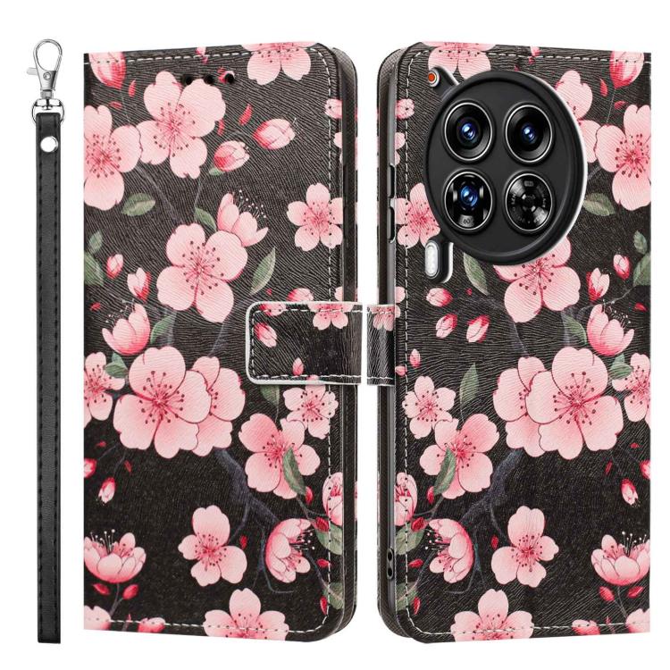 For Tecno Camon 30 Premier 5G/CL 9 Painted Pattern Vegan Leather Phone Case with Strap