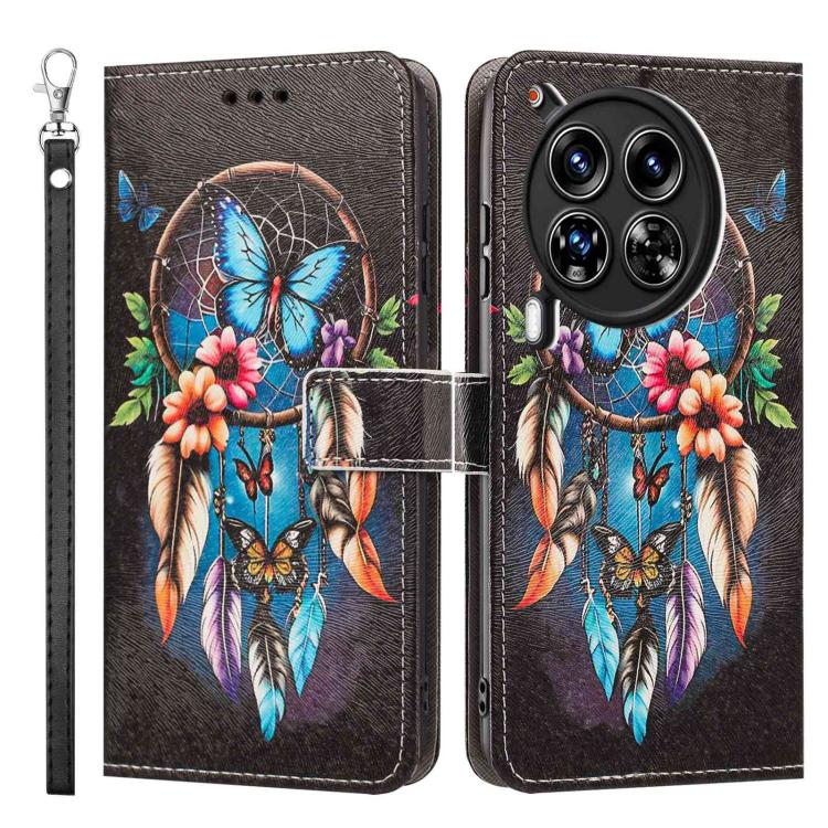 For Tecno Camon 30 Premier 5G/CL 9 Painted Pattern Vegan Leather Phone Case with Strap