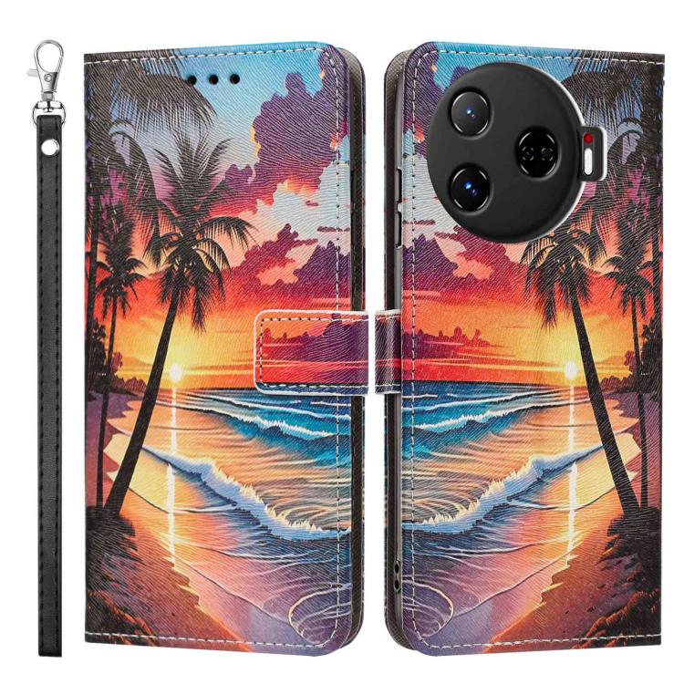 For Tecno Camon 30 Pro Painted Pattern Vegan Leather Phone Case with Strap