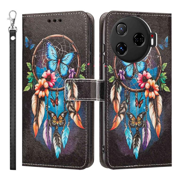 For Tecno Camon 30 Pro Painted Pattern Vegan Leather Phone Case with Strap