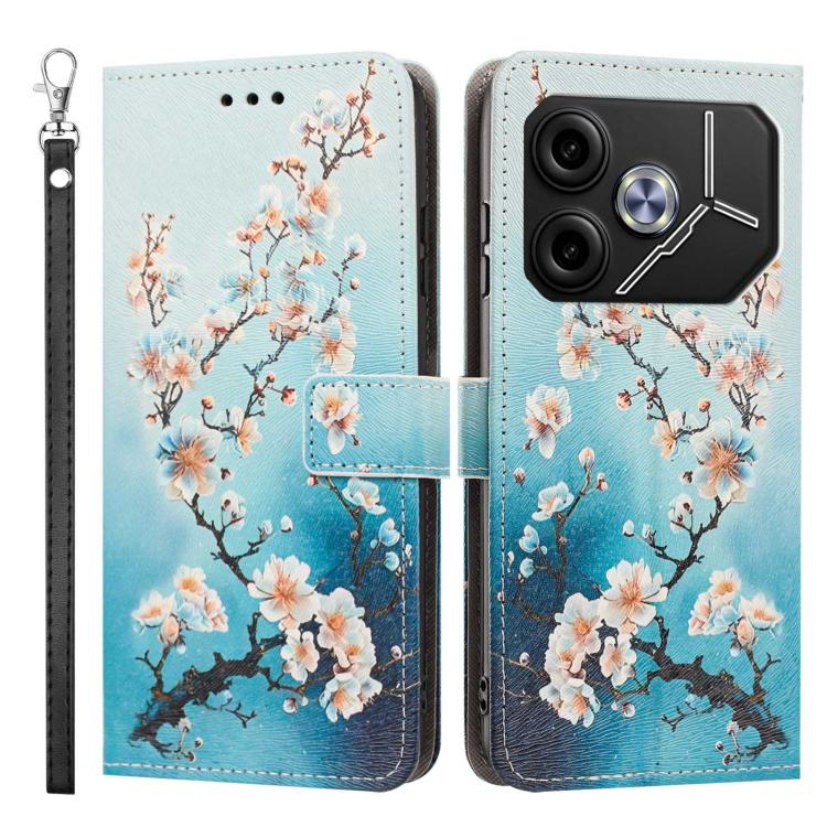 For Tecno Pova 6/Pova 6 Pro Painted Pattern Vegan Leather Phone Case with Strap