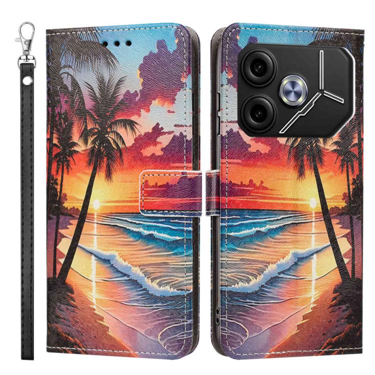 For Tecno Pova 6/Pova 6 Pro Painted Pattern Vegan Leather Phone Case with Strap