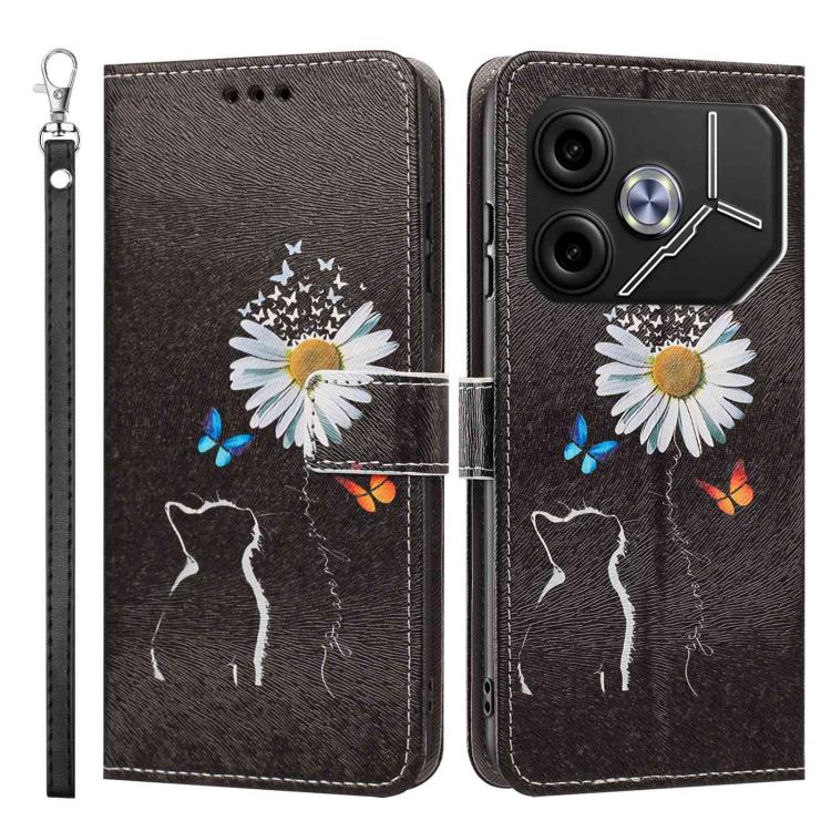 For Tecno Pova 6/Pova 6 Pro Painted Pattern Vegan Leather Phone Case with Strap