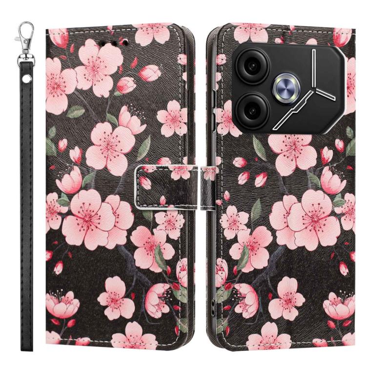 For Tecno Pova 6/Pova 6 Pro Painted Pattern Vegan Leather Phone Case with Strap