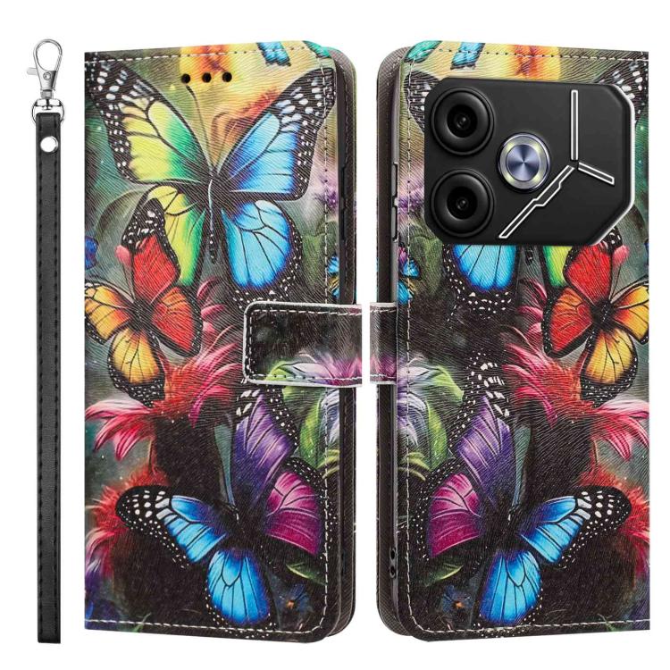 For Tecno Pova 6/Pova 6 Pro Painted Pattern Vegan Leather Phone Case with Strap
