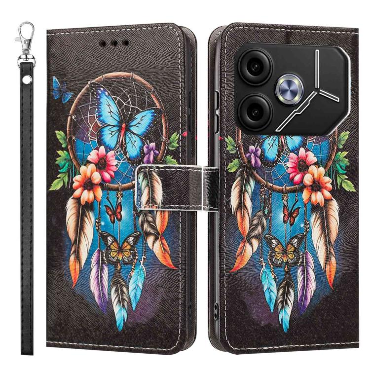 For Tecno Pova 6/Pova 6 Pro Painted Pattern Vegan Leather Phone Case with Strap