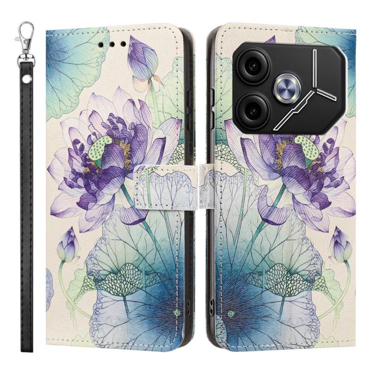 For Tecno Pova 6/Pova 6 Pro Painted Pattern Vegan Leather Phone Case with Strap