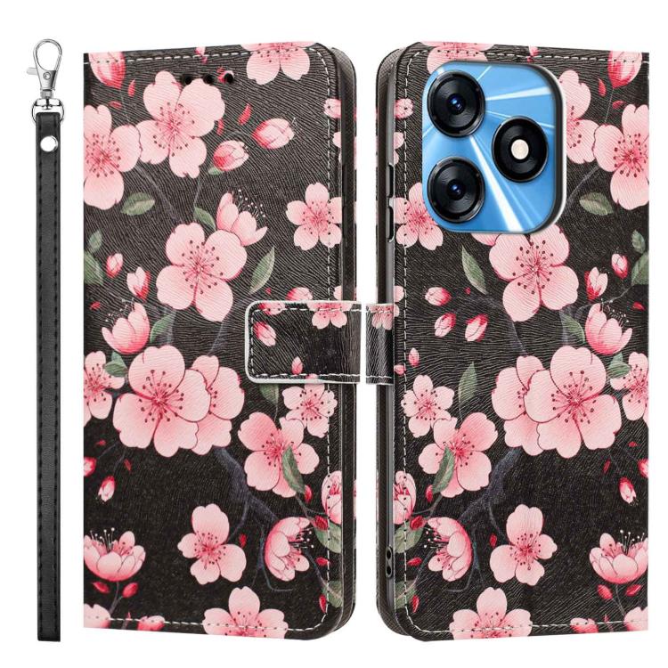 For Tecno Spark 10/Spark 10C Painted Pattern Vegan Leather Phone Case with Strap