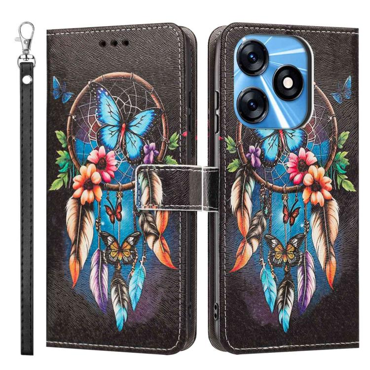 For Tecno Spark 10/Spark 10C Painted Pattern Vegan Leather Phone Case with Strap