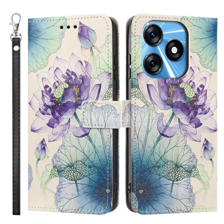 For Tecno Spark 10/Spark 10C Painted Pattern Vegan Leather Phone Case with Strap