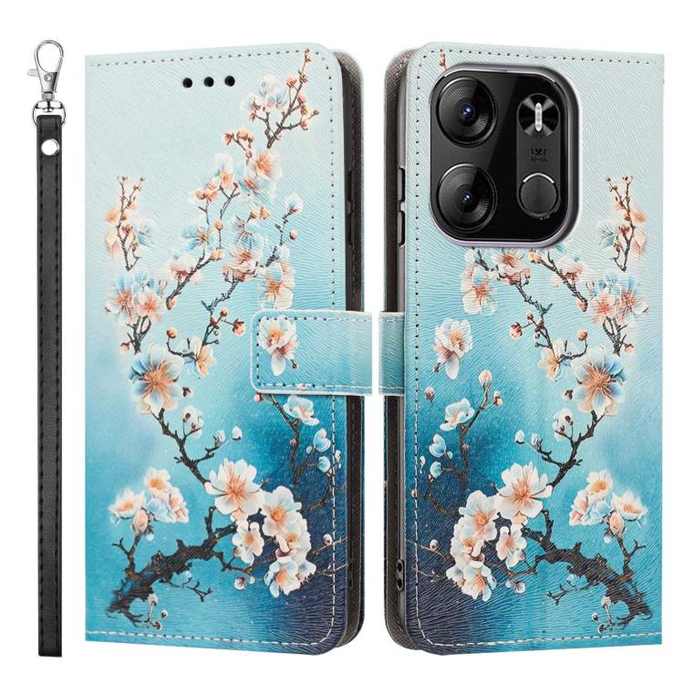 For Tecno Spark Go 2023 Painted Pattern Vegan Leather Phone Case with Strap