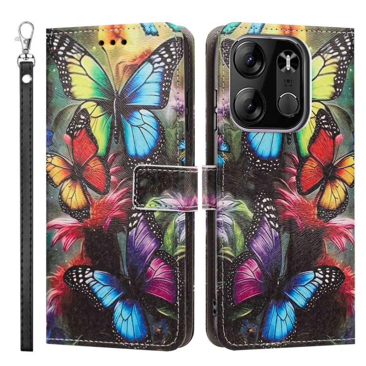 For Tecno Spark Go 2023 Painted Pattern Vegan Leather Phone Case with Strap