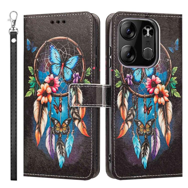 For Tecno Spark Go 2023 Painted Pattern Vegan Leather Phone Case with Strap