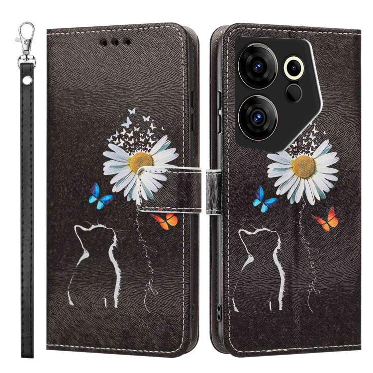 For Tecno Camon 20 Premier Painted Pattern Vegan Leather Phone Case with Strap