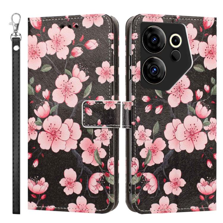 For Tecno Camon 20 Premier Painted Pattern Vegan Leather Phone Case with Strap