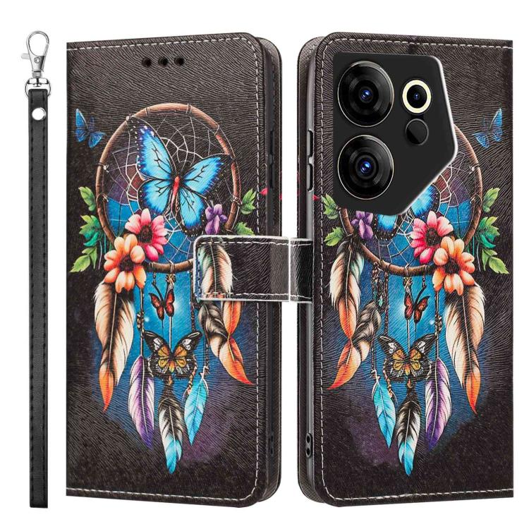 For Tecno Camon 20 Premier Painted Pattern Vegan Leather Phone Case with Strap