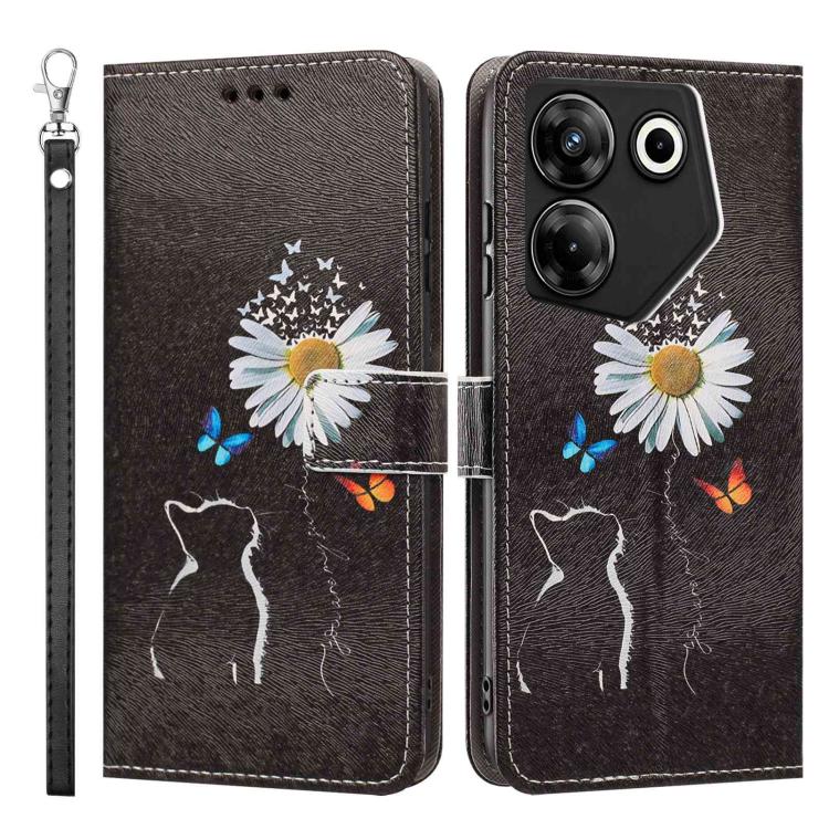 For Tecno Camon 20 Pro 5G Painted Pattern Vegan Leather Phone Case with Strap