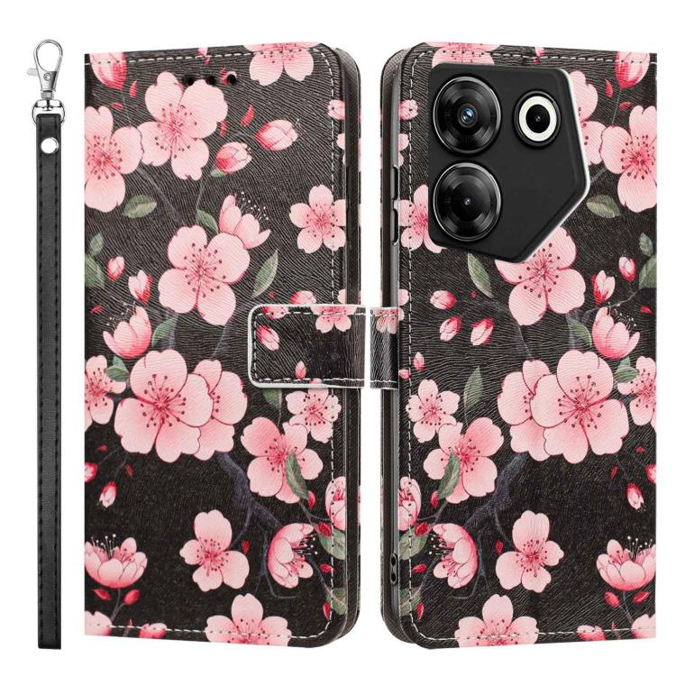 For Tecno Camon 20 Pro 5G Painted Pattern Vegan Leather Phone Case with Strap
